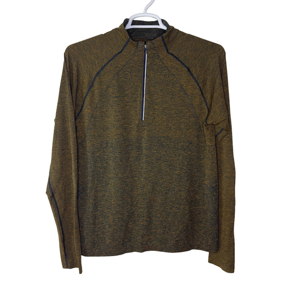 Lululemon Metal Vent Tech Half Zip Mens Large Fools Gold Seamless Running EUC - Picture 1 of 6